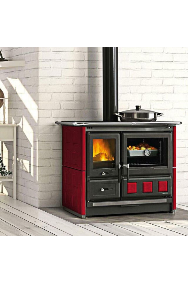 Rosa XXL Maiolica Kırmızı Kuzine Soba