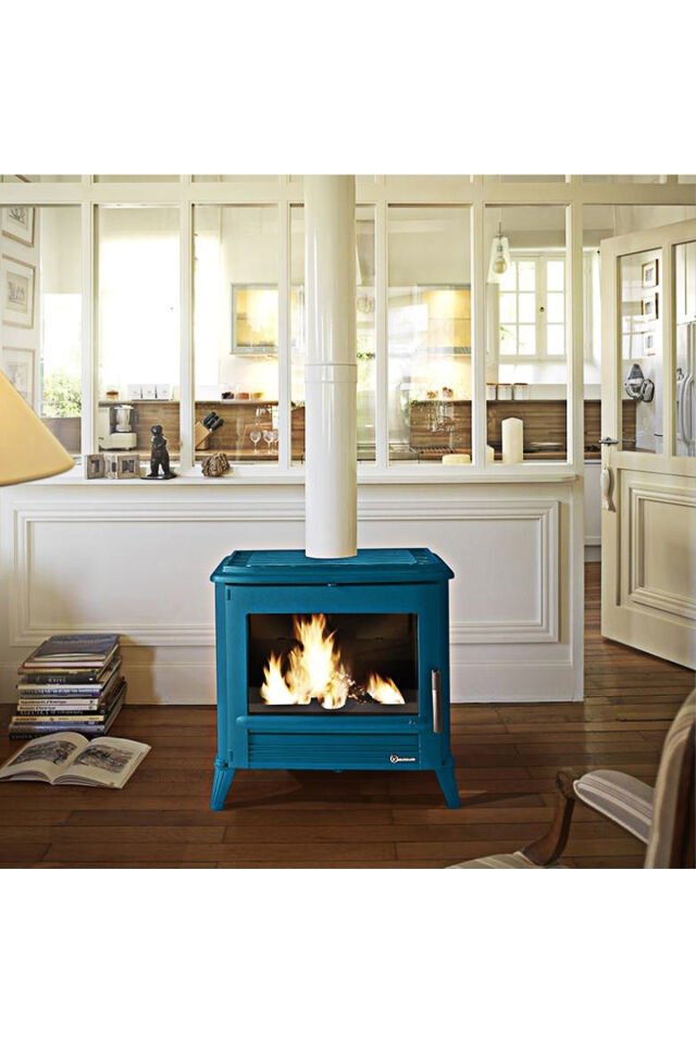 Modena Akdeniz Mavisi Döküm Odun Sobası