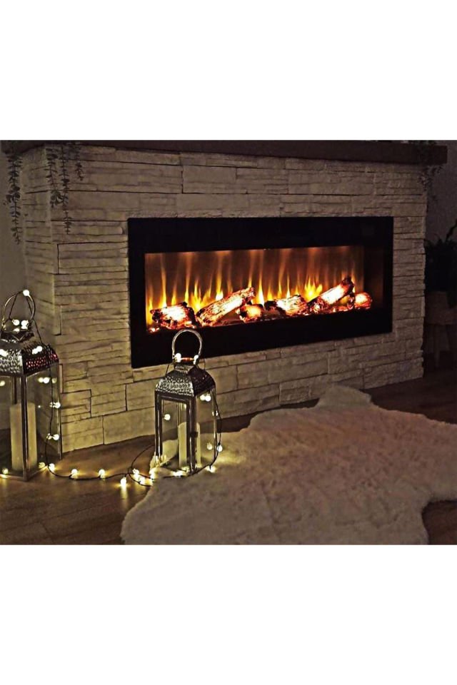 160 cm Elektrikli Şömine Cam Çerçeve (Isılı, Ses Efektli, Çok Fonksiyonlu)