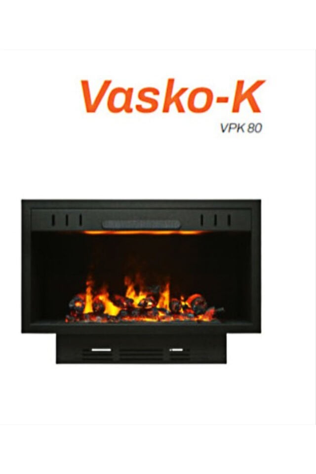 Vasko K 80 cm 3 Boyutlu Elektrikli Şömine (Isılı, Ses Efektli)