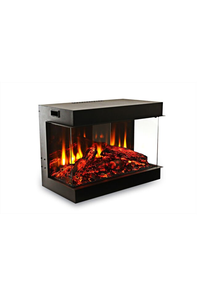 Coza 70 cm 3 Tarafı Camlı Elektrikli Şömine (Isılı)